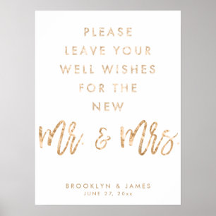 Poster Symbole Mariage de puits Or et blanc