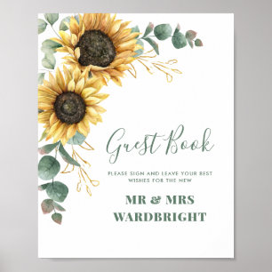 Poster Symbole Mariage de Sunflower Eucalyptus
