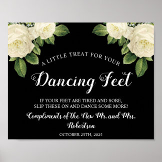 Poster Symbole Mariage des tongs de danse des Roses blanc
