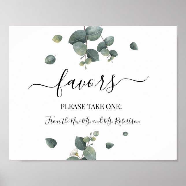 Poster Symbole Mariage douche Vert Eucalyptus (Devant)
