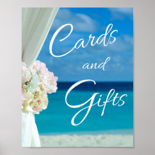 Poster SYMBOLE Mariage Élégant Floral Ocean Beach Summer