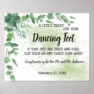 Poster Symbole Mariage Eucalyptus  des tongs de danse