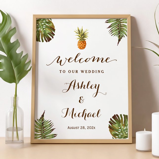 Poster SYMBOLE Mariage Feuille d'ananas Luau (Créateur téléchargé)