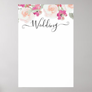 Poster Symbole Mariage floral Blush Rose framboise