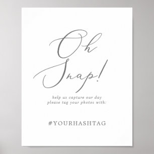 Poster Symbole Mariage Hashtag en argent précieux Oh Snap