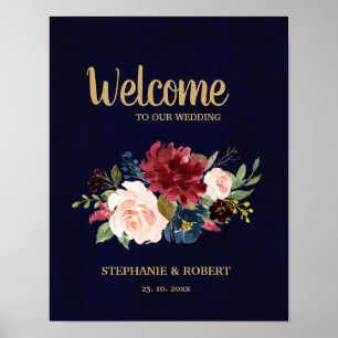 Poster SYMBOLE Mariage Rustique Boho de la Marine Rouge d