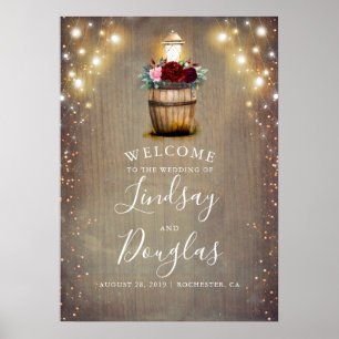 Poster SYMBOLE Mariage Rustique Floral Bourgogne