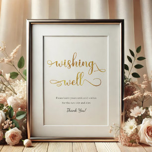 Poster Symbole Mariage "Wishing Well" Gold White