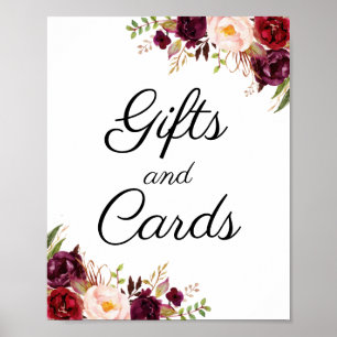 Poster Symbole Marsala & Pink Floral Cadeaux et Cartes