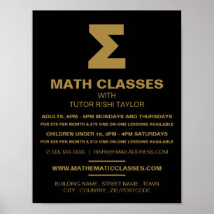 Poster Symbole mathématique Sigma, classes mathématiques 
