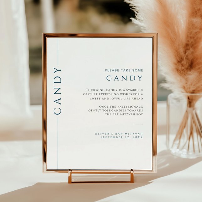Poster Symbole moderne bleu et blanc de bar Mitzvah Candy (Créateur téléchargé)