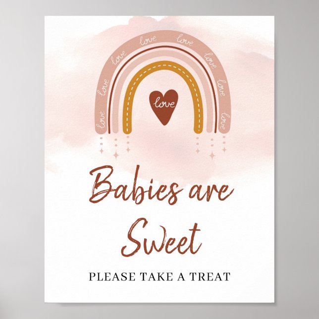 Poster Symbole moderne Boho Blush Rose Rust Rainbow Sweet (Devant)