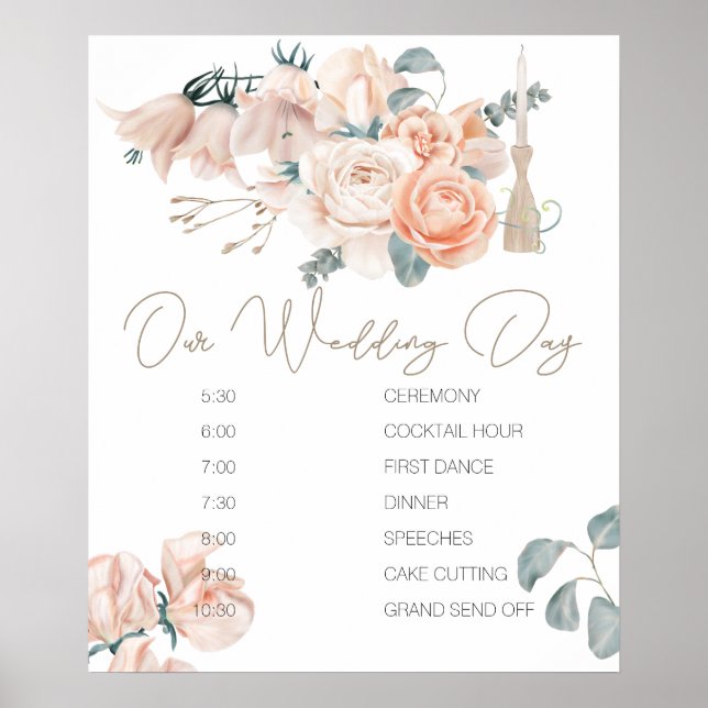 Poster Symbole moderne Boho rose élégant mariage (Devant)