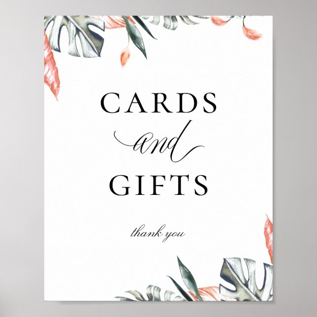 Poster Symbole moderne Coral Tropical Cartes Cadeaux (Devant)