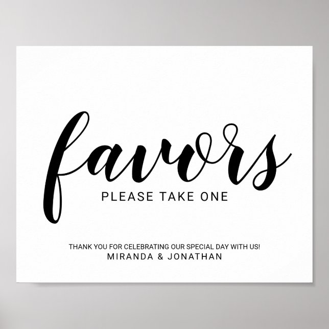 Poster Symbole moderne de mariage Script Favors (Devant)