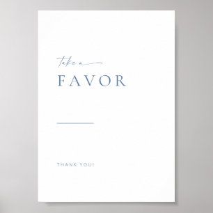Poster Symbole moderne de mariage Script Favors   Bleu
