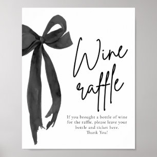 Poster Symbole moderne élégant Black Bow Wine Raffle jeu