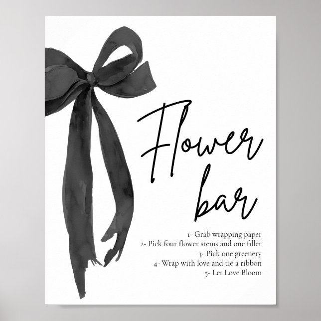 Poster Symbole moderne élégant noir chic barre de fleurs  (Devant)