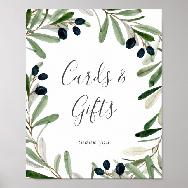 Poster Symbole moderne Olive Branch Cartes et Cadeaux (Devant)