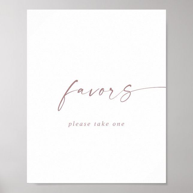 Poster Symbole moderne Rose Gold Script Faveurs de mariag (Devant)