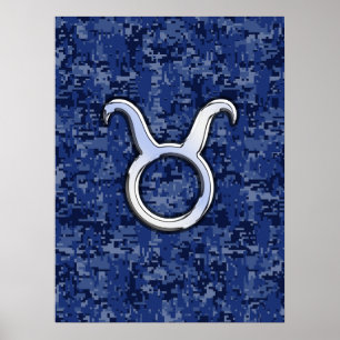 Poster Symbole moderne Taurus Zodiac Marine Camion numéri