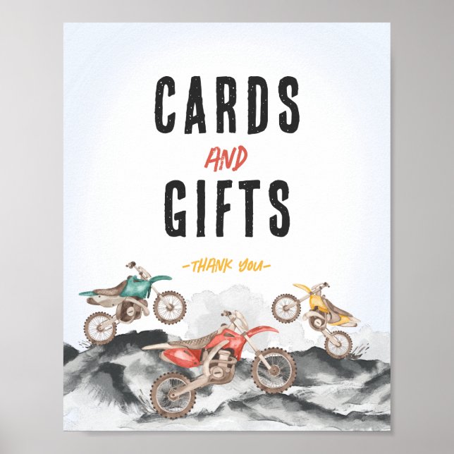 Poster Symbole Moteur Dirt Bike Douche Cartes et cadeaux (Devant)