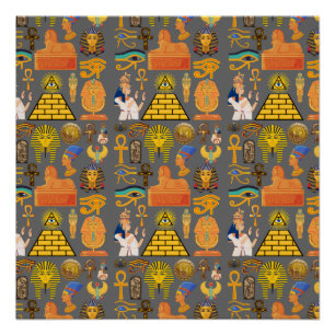 Poster Symbole motif Hiéroglyphe égyptien antique