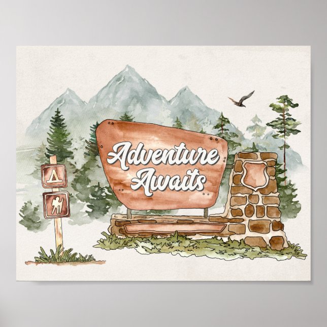 Poster Symbole National Park Adventure Await (Devant)