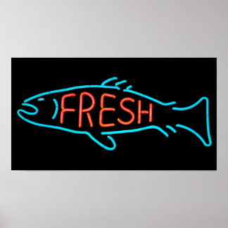 POSTER SYMBOLE NEON DU POISSON FRICE