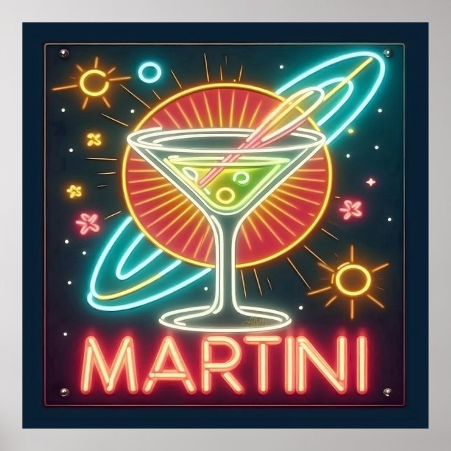 Poster SYMBOLE NEON MARtini DU MILIEU DU SIÈCLE (Devant)