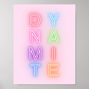 Poster Symbole néon rose Dynamite Minimal brillant Coloré