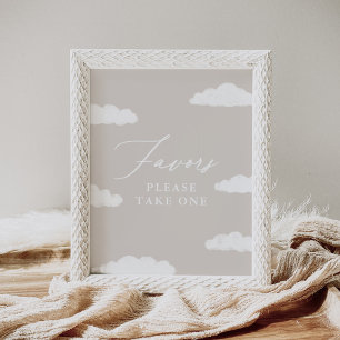 Poster Symbole Neuf Baby shower Neuf Nuages Neuf Faveurs