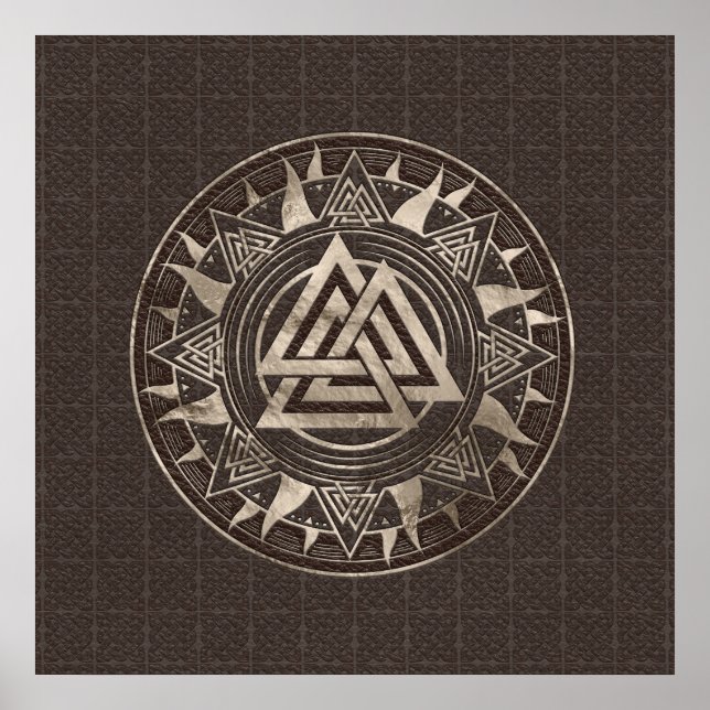 Poster Symbole noix de caille - Cuir Brown et or (Devant)