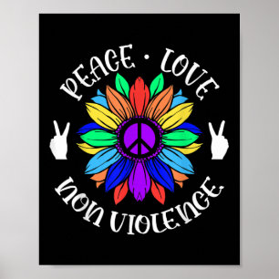 Poster Symbole non-violence Peace Love Sunflower Graphiqu