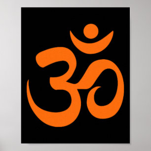 Poster Symbole Om Omkar Aum Orange Graphique Spirituel Yo