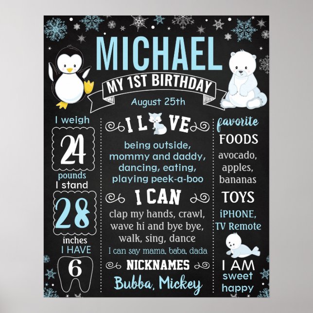 Poster Symbole Onederland Penguin Ours Snowflakes (Devant)