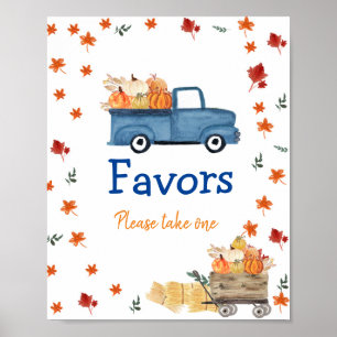 Poster Symbole orange Citrouille Vintage Camion Aquarelle