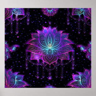 Poster Symbole orange Lotus Fleur sans couture