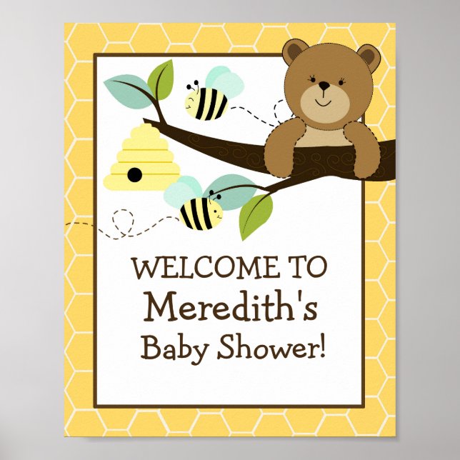 Poster Symbole Ours de miel et abeille 8x10 (Devant)