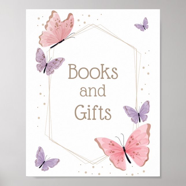 Poster Symbole Papillon Livres et cadeaux (Devant)