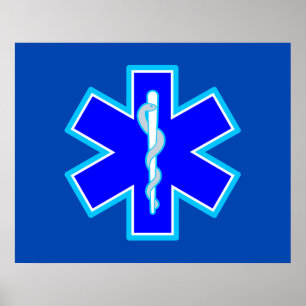 Poster Symbole paramétrique étoile de vie EMS bleu