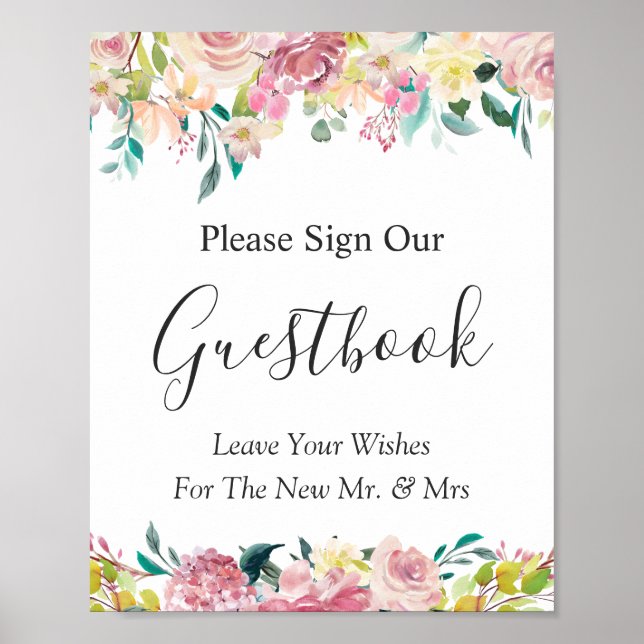 Poster Symbole Pastel Blush Chic Floral Mariage (Devant)