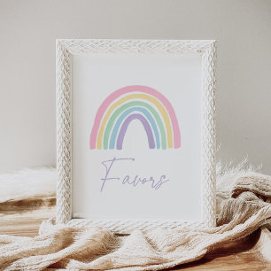 Poster Symbole Pastel Boho Rainbow Baby shower Faveurs