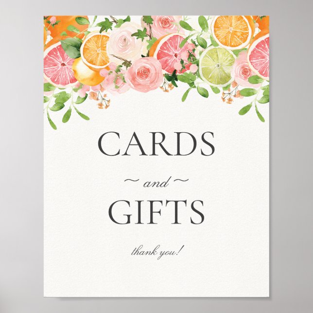 Poster Symbole Pastel Citrus Floral Cartes et Cadeaux (Devant)