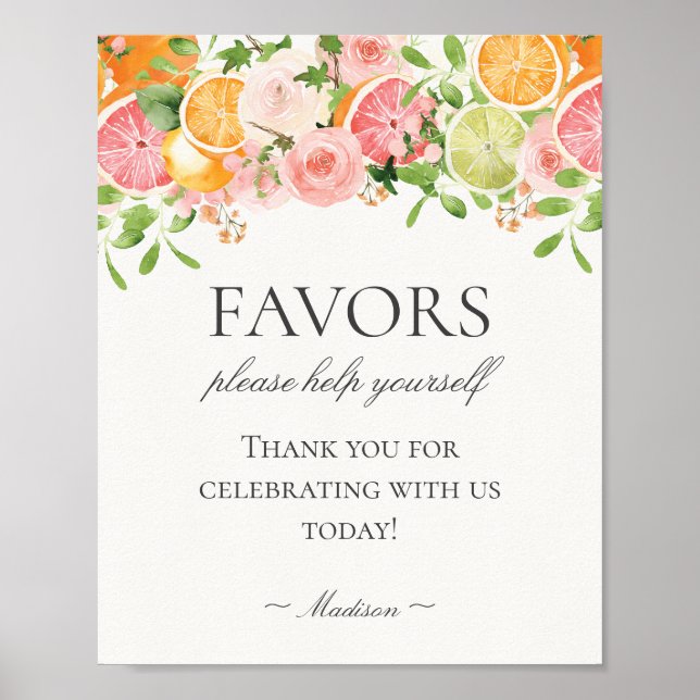 Poster Symbole Pastel Citrus Floral Little Cutie Faveurs (Devant)