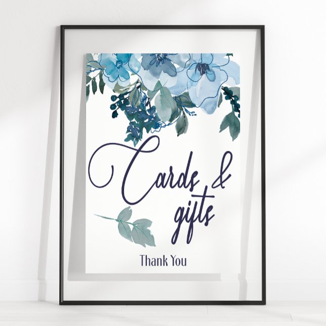 Poster Symbole Pastel Moderne Bleu Rose Floral Carte & Ca (Créateur téléchargé)