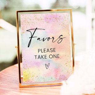 Poster Symbole Pastel Rainbow Gold pour l'anniversaire