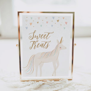 Poster Symbole Pastel Unicorn Anniversaire de friandises