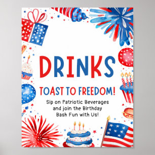 Poster Symbole Patriotique Rouge Blanc et Bleu Boissons