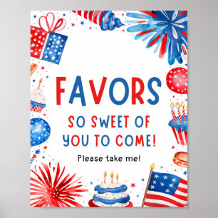 Poster Symbole Patriotique Rouge Blanc et Bleu Faveurs